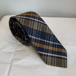 The Tie Bar ~ Plaid Silk Tie ~ Mustard/Maroon/Blue/White/Olive ~ 100% Silk